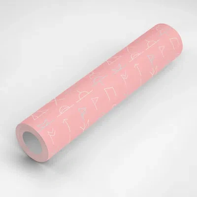 Mitchell Black Symbols 10' L X 25" W Peel And Stick Wallpaper Panel In Pink