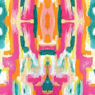 Mitchell Black The Blush Label Bombay 10' L X 24" W Wallpaper Roll In Pink;orange;teal