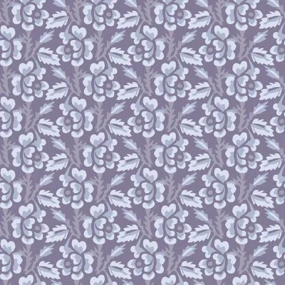 Mitchell Black Thorn & Blossom - Violet Indigo Floral Wallpaper In Purple
