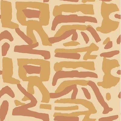 Mitchell Black Tribal Traditions Wallpaper In Peach Cream