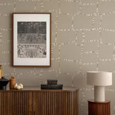 Mitchell Black Tulum Ruins Wallpaper In Newsprint Gray