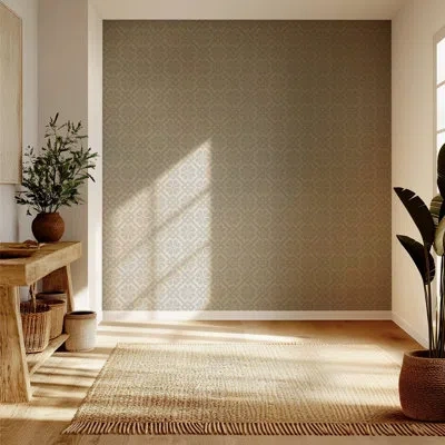 Mitchell Black Villa Mosaic - Ash Wallpaper In Beige