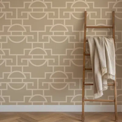 Mitchell Black Vintage Lattice - Jade Wallpaper In Nude