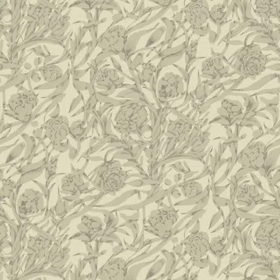 Mitchell Black Wandervine - Raw Linen Botanical Wallpaper In Beige;cream