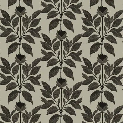 Mitchell Black Wayward Petal - Driftwood Taupe Floral Wallpaper In Brown
