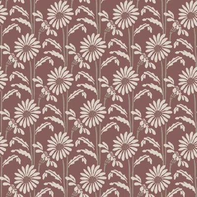 Mitchell Black Woodland Bloom - Burgundy Floral Wallpaper In Red