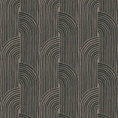 Mitchell Black Woven Arcs - Cocoa Brown Wallpaper In Gray