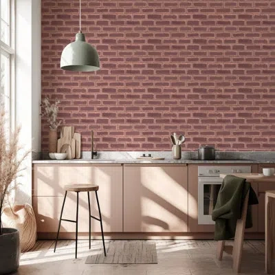 Mitchell Black Wrigley - Classic Brick Wallpaper In Red