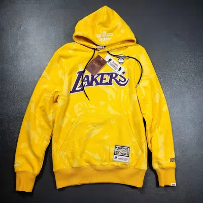 Pre-owned Mitchell & Ness 100% Authentic Aape X  Los Angeles Lakers Hoodie S 36 Mens In Gold