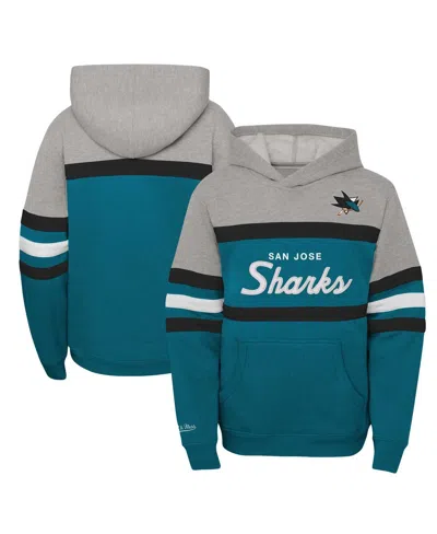 Mitchell & Ness Big Boys And Girls Teal San Jose Sharks Head Coach Pullover Hoodie