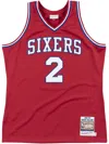 Mitchell & Ness Authentic "79ers 1982 Moses Malone" Jersey In Red