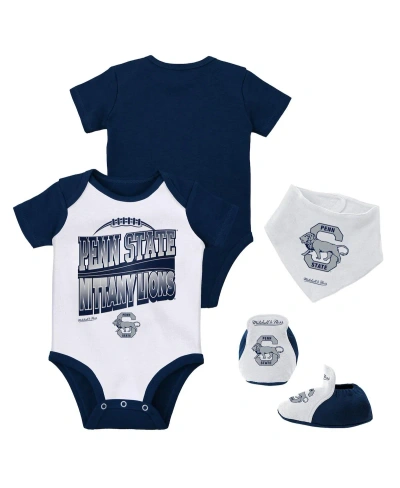 Mitchell & Ness Baby Boys And Girls  Navy, White Penn State Nittany Lions 3-pack Bodysuit, Bib And Bo