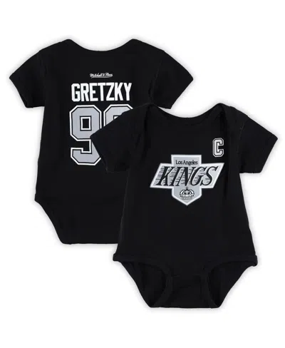 MITCHELL & NESS BABY BOYS AND GIRLS MITCHELL & NESS WAYNE GRETZKY BLACK LOS ANGELES KINGS CAPTAIN PATCH NAME AND NUM