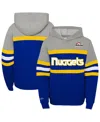 Mitchell & Ness Big Boys And Girls Royal/heather Gray Denver Nuggets Hardwood Classics Head Coach Pullover Hoodie