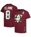 Mitchell & Ness Big Boys And Girls Teemu Selanne Garnet Anaheim Ducks Name Number T-shirt In Garnet