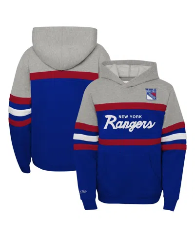 MITCHELL & NESS BIG BOYS MITCHELL & NESS GRAY NEW YORK RANGERS HEAD COACH PULLOVER HOODIE