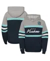 MITCHELL & NESS BIG BOYS MITCHELL & NESSÂ DEEP SEA BLUE SEATTLE KRAKEN HEAD COACH PULLOVER HOODIE