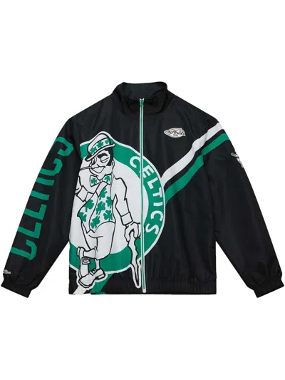 Mitchell & Ness Boston Celtics Exploded Logo Warm-up Jacket In Black