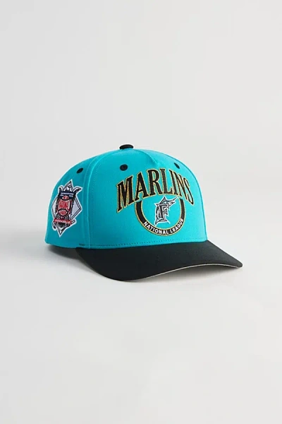 Mitchell & Ness Crown Jewels Pro Miami Marlins Snapback Hat In Turquoise, Men's At Urban Outfitters In Blue