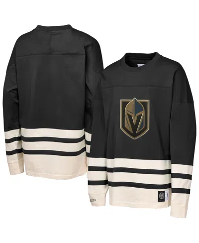 Mitchell & Ness Kids' Girls Black Vegas Golden Knights Chainstitch Heavyweight Long Sleeve Top