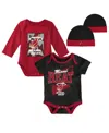 Mitchell & Ness Infant Boys And Girls  Black, Red Miami Heat Hardwood Classics Bodysuits And Cuffed K In Black,red