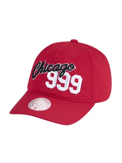 Pre-owned Mitchell & Ness Juice Wrld X Chicago Bulls Strapback Hat In Red