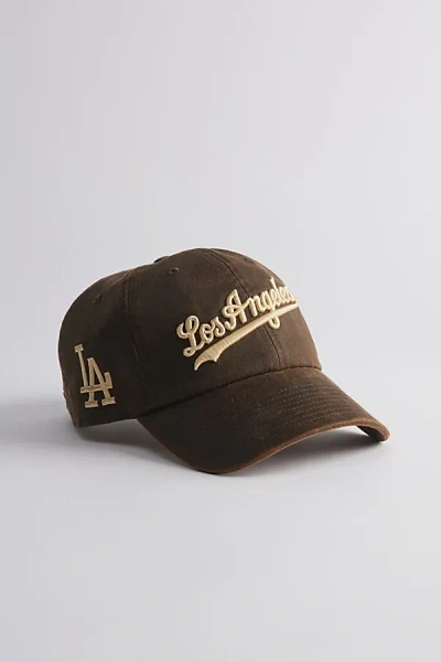 Mitchell & Ness Mlb Los Angeles Dodgers Leather Dad Hat In Brown, Men's At Urban Outfitters