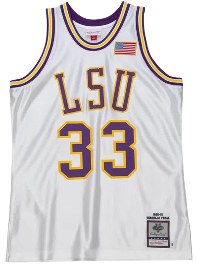 Mitchell & Ness "lsu Tigers 1990 Shaquille O'neal" Ncaa Jersey In White