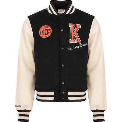 Pre-owned Mitchell & Ness M&n Legacy Varsity College Jacket - York Knicks In Black
