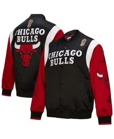 Mitchell & Ness Men's And Women's Black Chicago Bulls Vintage Team Origins Satin Full-snap Jacket