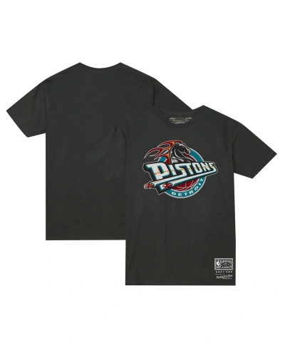 Mitchell & Ness Men's And Women's  Black Detroit Pistons Hardwood Classics Mvp Throwback Logo T-shirt