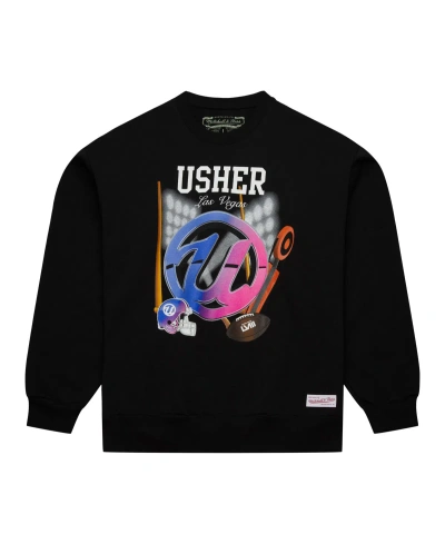 Mitchell & Ness Men's And Women's  Black Usher Super Bowl Lviii Collection Crew Neck Pullover Sweatsh