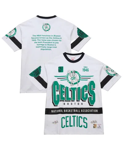 Mitchell & Ness Men's And Women's White Boston Celtics Hardwood Classics Vintage Team Origins Premium T-shirt
