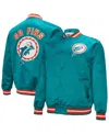 Mitchell & Ness Men's Aqua Miami Dolphins Double Down Satin Full-snap Jacket In Aqua