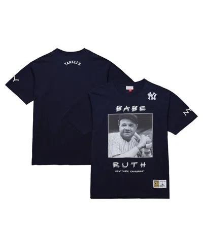 Mitchell & Ness Men's Babe Ruth Navy New York Yankees Cooperstown Collection Heavyweight Premium Player Vintage-like