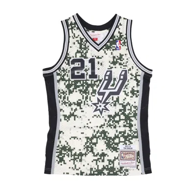 Mitchell & Ness Men's Basketball Tank Top Nba Alternate Jersey Hardwood Classics No 21 Tim Duncan 2013-14 Saaspu In Camo/original Team Colors