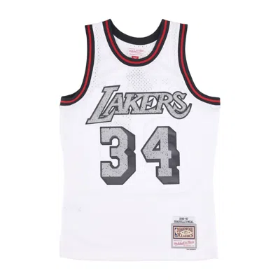 Mitchell & Ness Men's Basketball Tank Top Nba Cracked Cement Swingman Jersey Hardwood Classics No 34 Shaquille O'nea In White