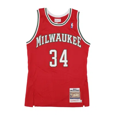 MITCHELL & NESS MEN'S BASKETBALL TANK TOP NBA HOME JERSEY 2014 NO 34 GIANNIS ANTETOKOUNMPO MILBUC RED