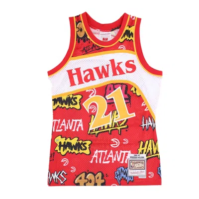 Mitchell & Ness Men's Basketball Tank Top Nba Slap Sticker Swingman Jersey Hardwood Classics No 21 Dominique Wilkins In Red