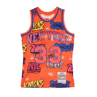 Mitchell & Ness Men's Basketball Tank Top Nba Slap Sticker Swingman Jersey Hardwood Classics No 33 Patrick Ewing 199 In Orange