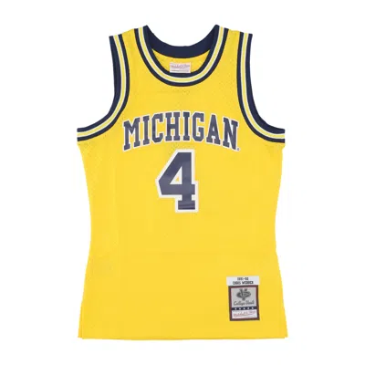 Mitchell & Ness Men's Basketball Tank Top Ncaa Maize Jersey 1991 No 4 Chris Webber Micwol Yellow