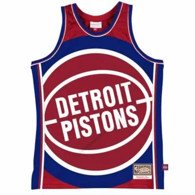 Mitchell & Ness Men's Big Face 2.0 Detroit Pistons Jersey In Red/royal In Multi