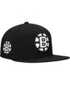 Mitchell & Ness Men's Black Boston Bruins Team Snapback Hat In Black