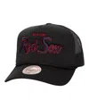 Mitchell & Ness Mitchell Ness Men's Black Boston Red Sox Script Trucker Adjustable Hat In Black