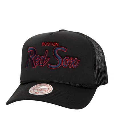 Mitchell & Ness Mitchell Ness Men's Black Boston Red Sox Script Trucker Adjustable Hat