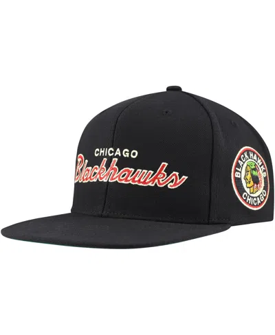 Mitchell & Ness Mitchell Ness Men's Black Chicago Blackhawks Core Team Script 2.0 Snapback Hat