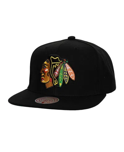 Mitchell & Ness Men's Black Chicago Blackhawks Core Top Spot Snapback Hat