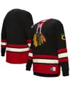 Mitchell & Ness Men's Black Chicago Blackhawks Heritage Lace-up Pullover Sweatshirt In Black