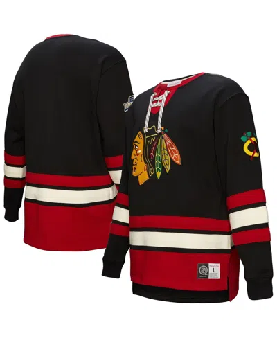 Mitchell & Ness Men's Black Chicago Blackhawks Heritage Lace-up Pullover Sweatshirt