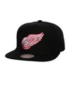Mitchell & Ness Men's Black Detroit Red Wings Core Top Spot Snapback Hat In Black
